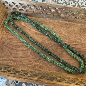 2 Green Stone Necklaces and Earrings Set